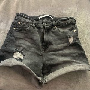 Black high rise jean shorts